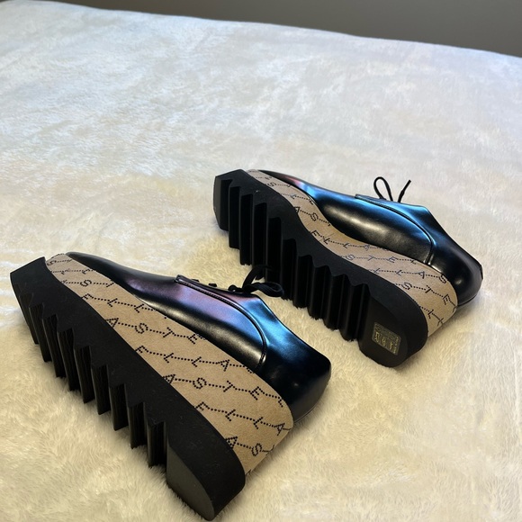 Stella McCartney Elyse Platform NEW Black Monogrammed Shoes Womens US6.5 EU36.5 - Picture 9 of 16